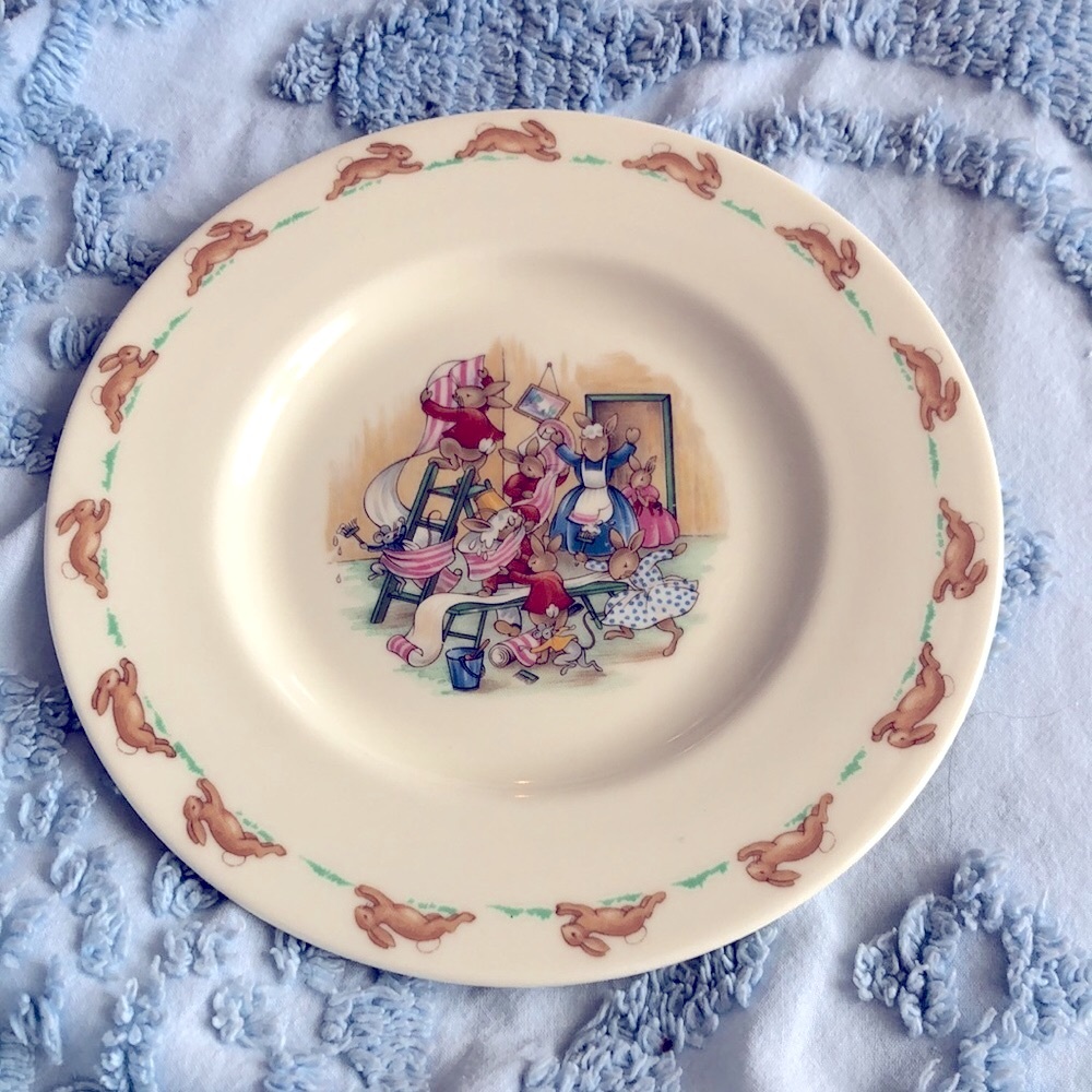 Cream Bunnykins Plate with Brown Bunny Accents